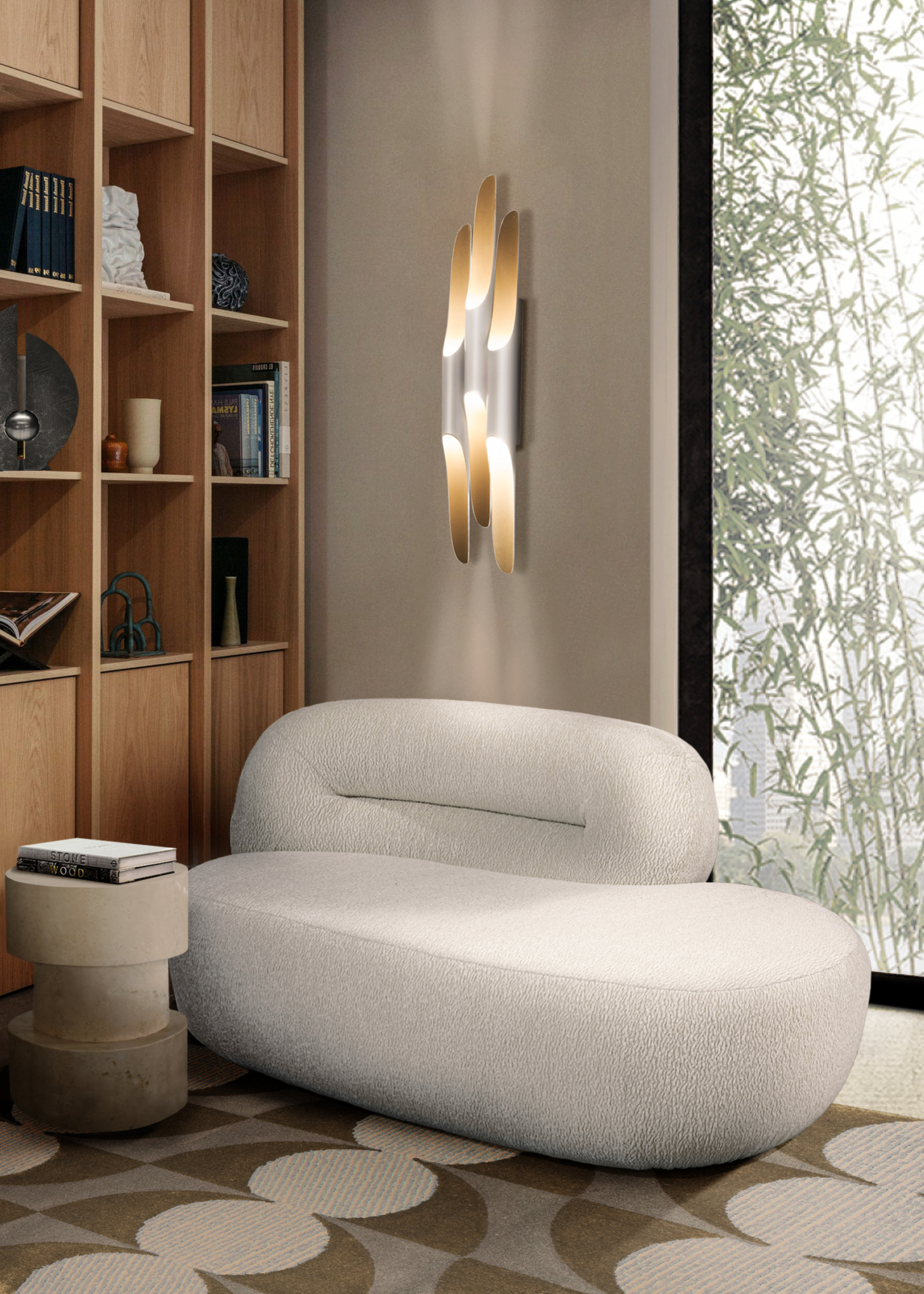 A beutiful and contemporary reading corner with the cinematographic James&nbsp;rug by Rug'Society