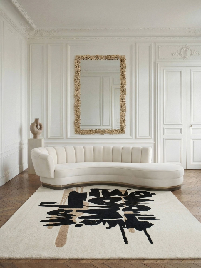 A Bright Living Room with Bold Graphic&nbsp;Contrast by Rug'Society