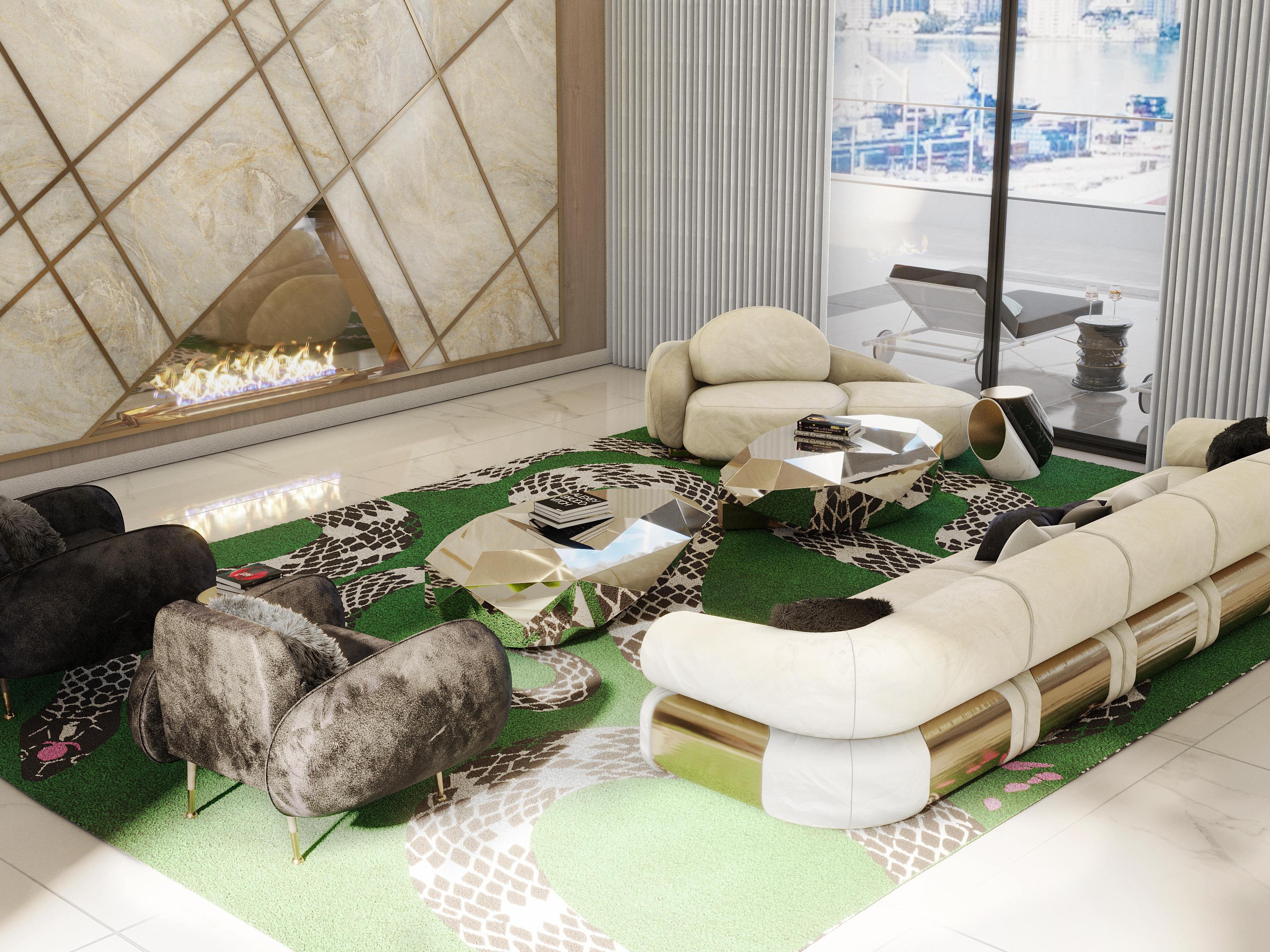 A SPECIALLY DESIGNED LIVING ROOM WITH THE SNAKE&nbsp;RUG by Rug'Society