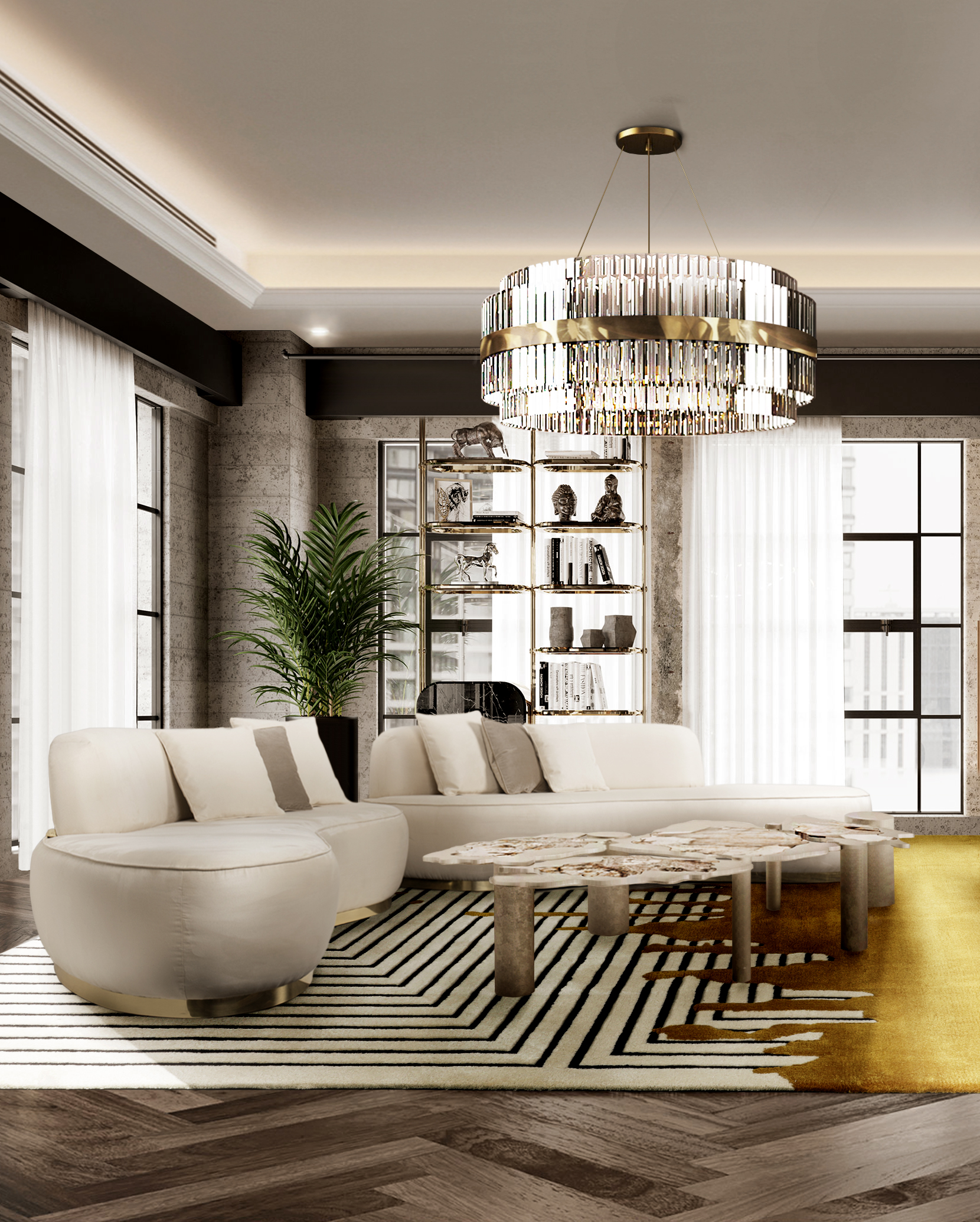 Beautiful and contemporary living room with the classic Valencia&nbsp;rug by Rug'Society
