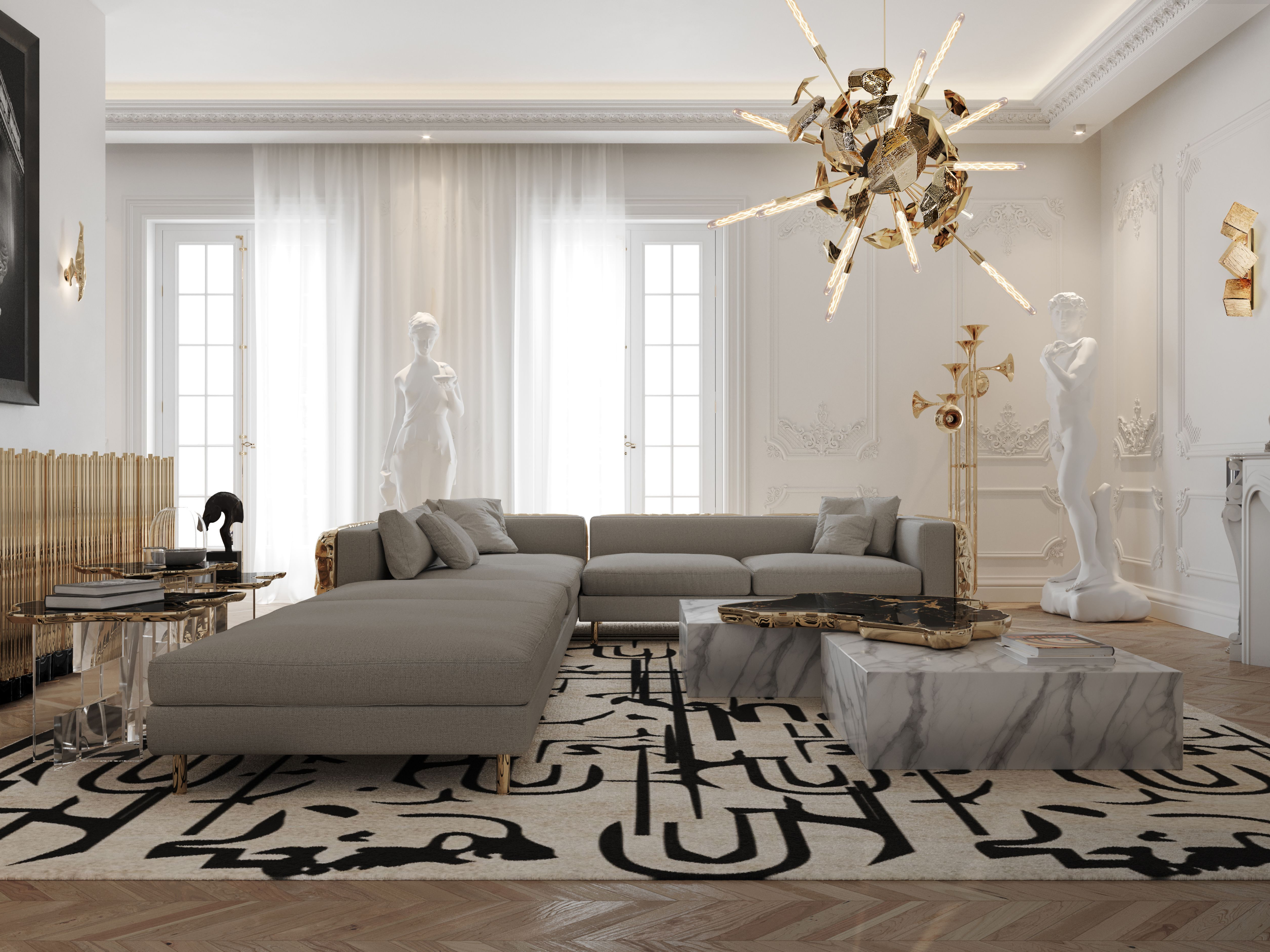 Black Ink Modern Rug Into A Classic Living&nbsp;Room by Rug'Society