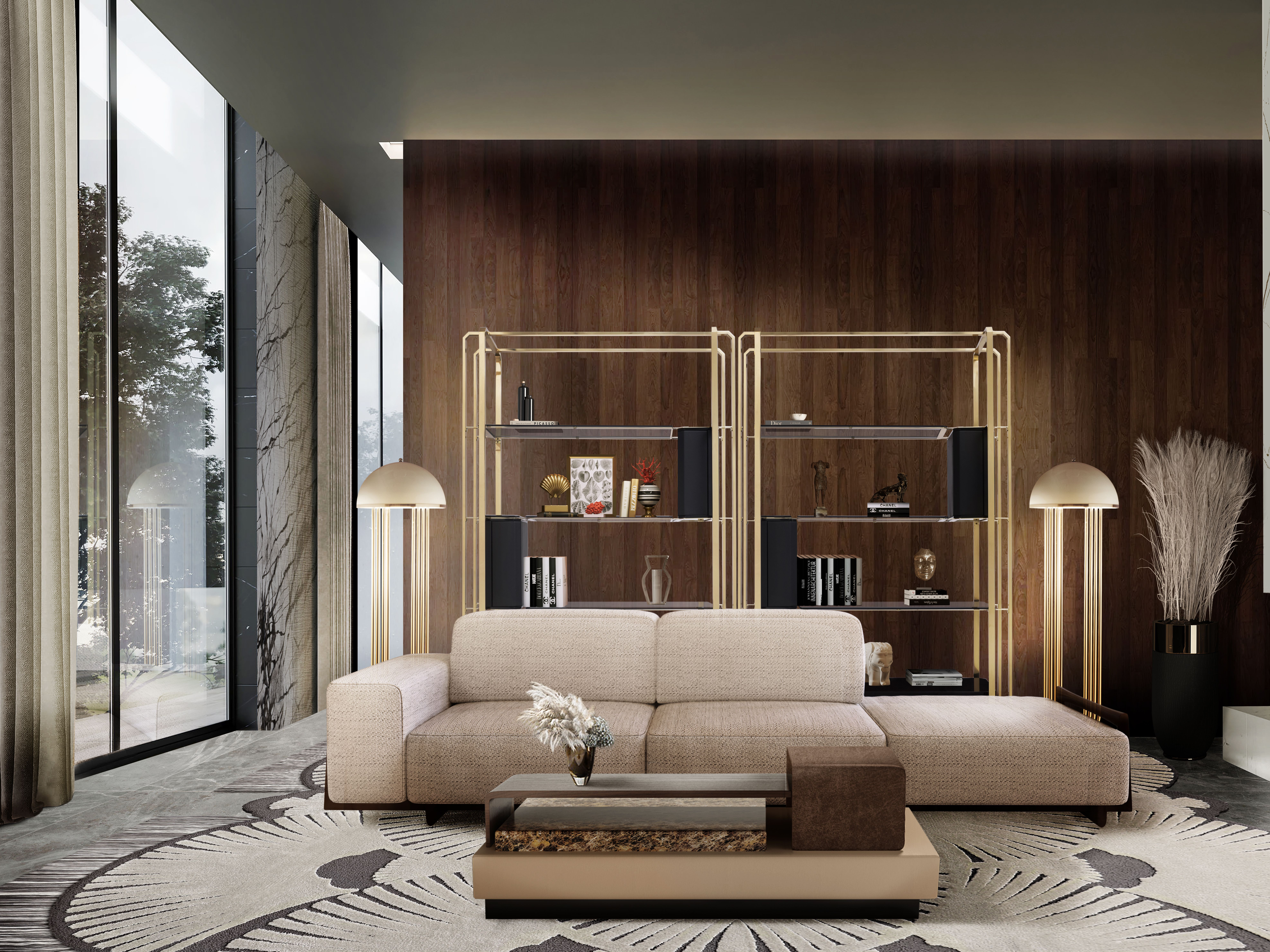 Classic and Neutral Colored Living Room with the Magnificent Dêco&nbsp;Rug by Rug'Society