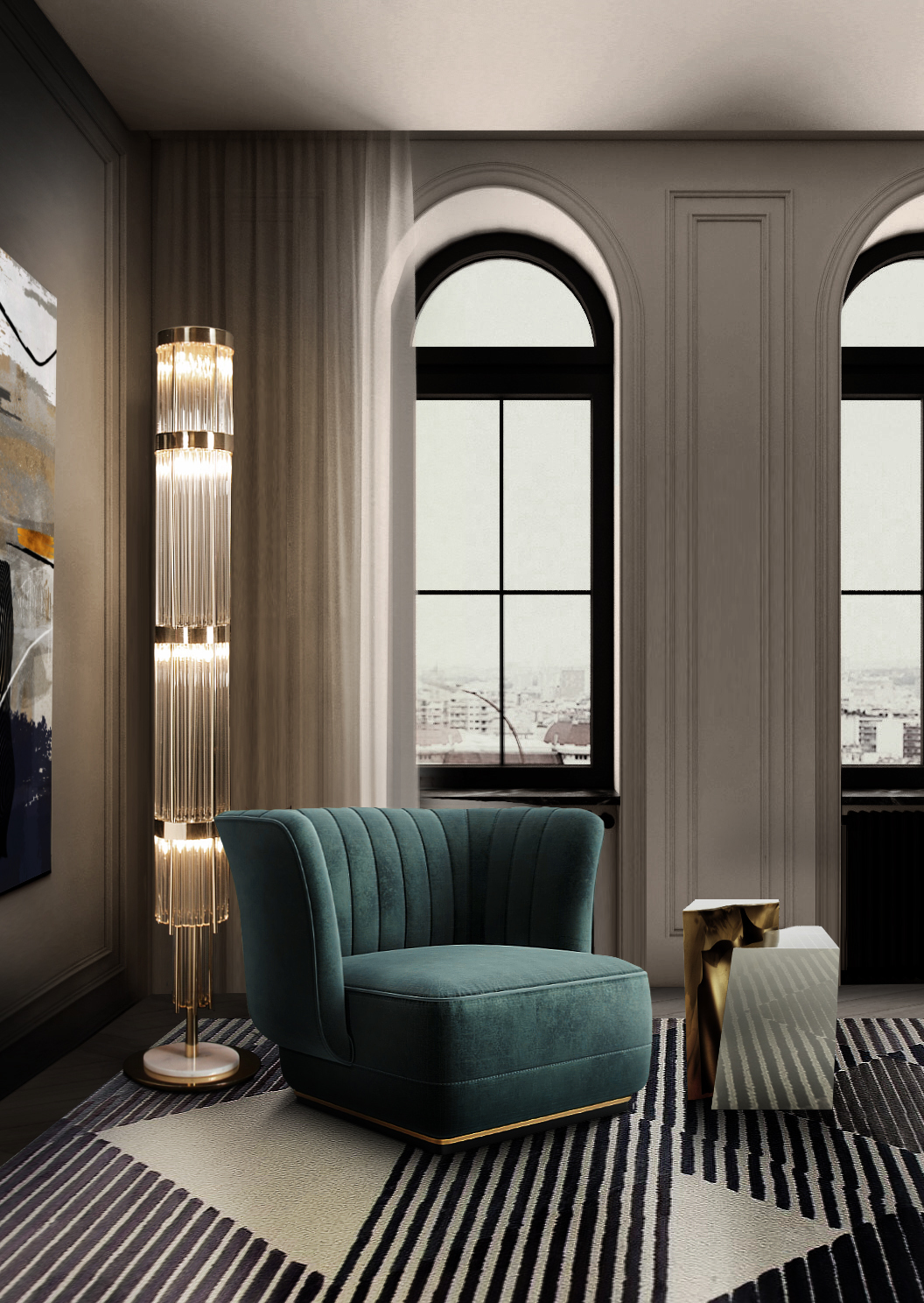 Classic Living Room With Air Geometric&nbsp;Rug by Rug'Society