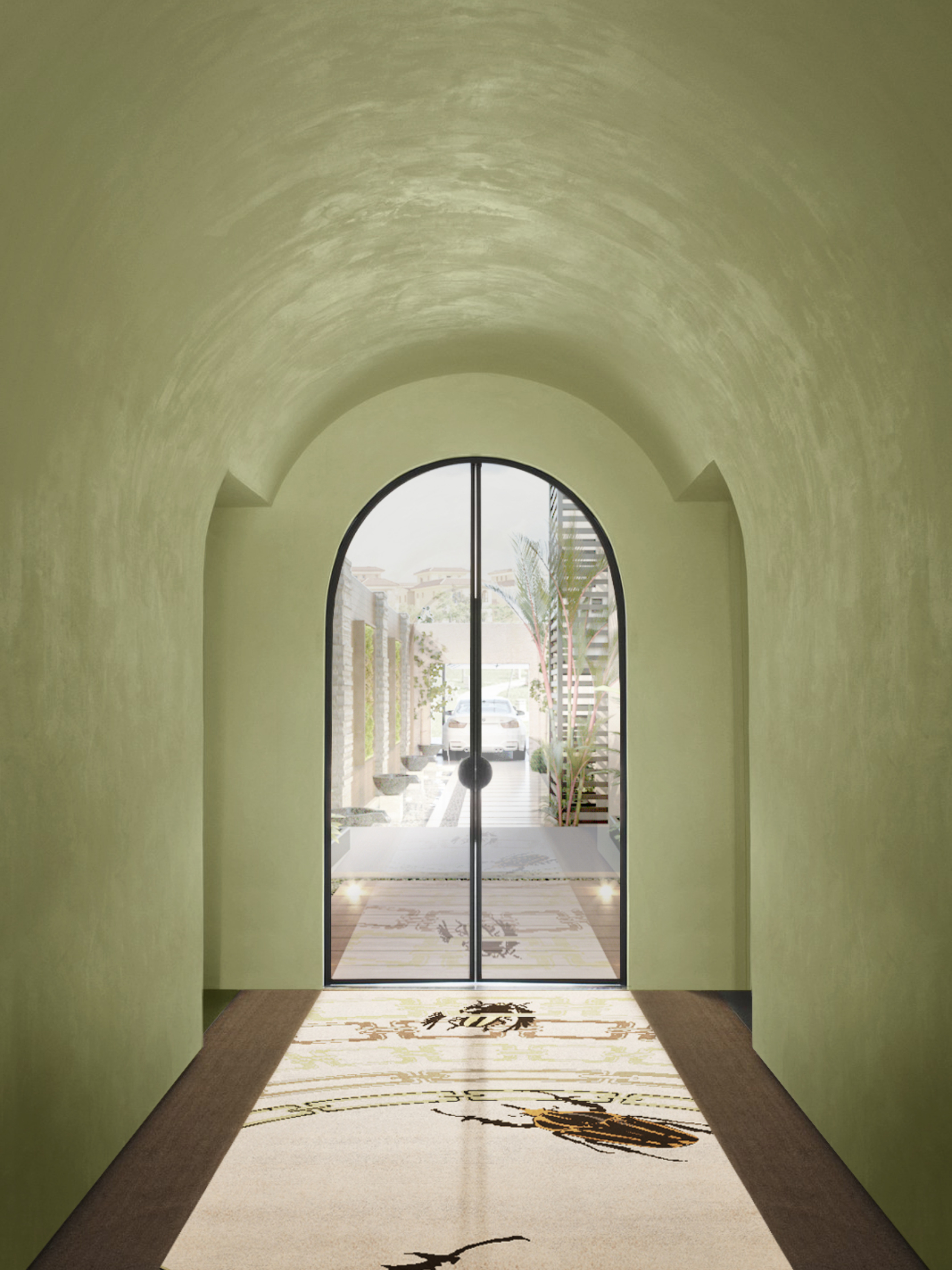 Contemporary Hallway with the Golden Bugs&nbsp;rug by Rug'Society