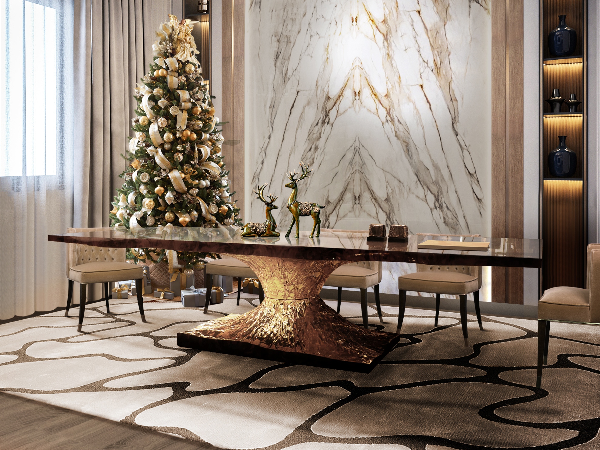 Dining room Inspiration For holiday Season With Cell&nbsp;Rug by Rug'Society