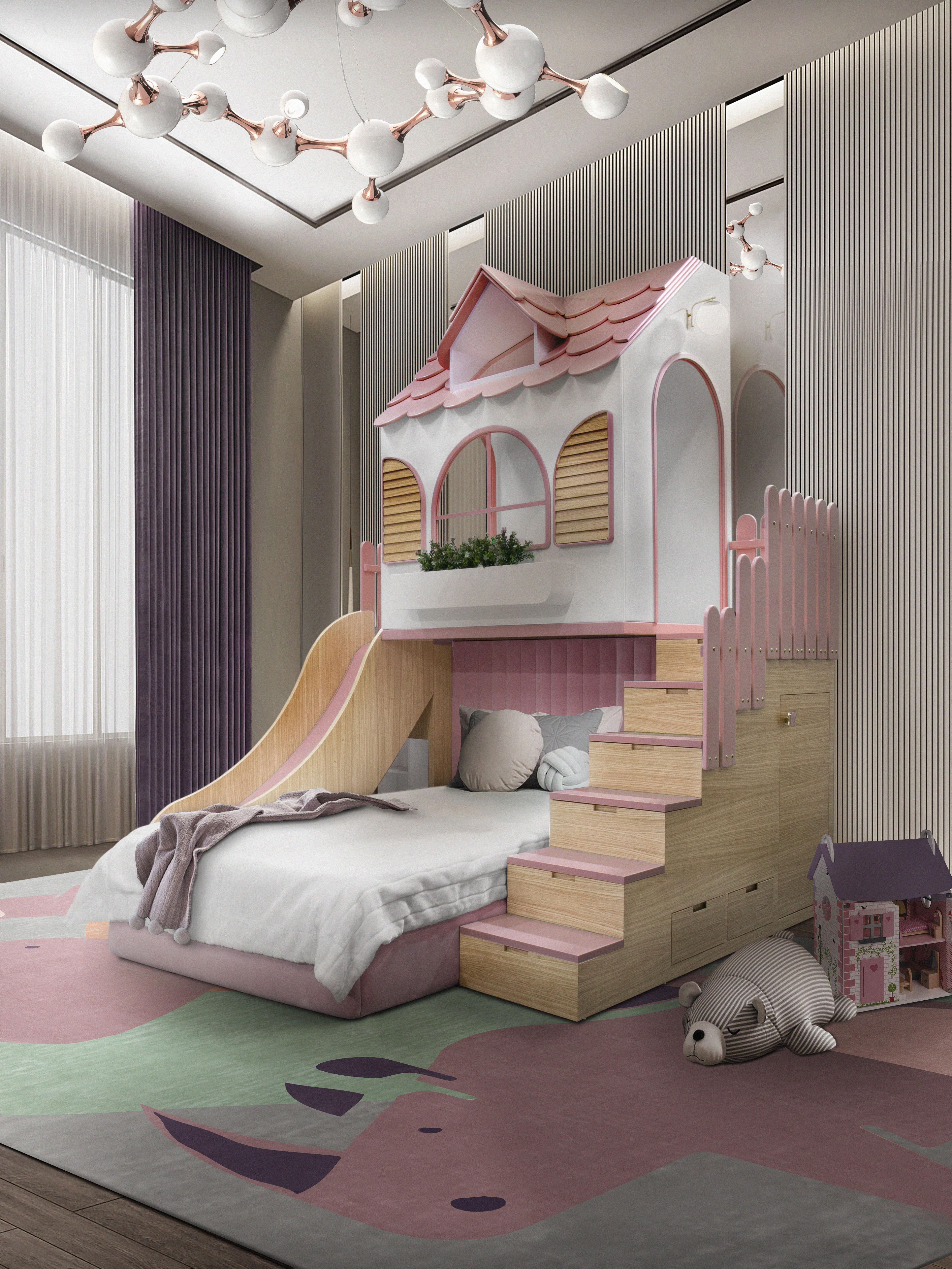 Fantasy Unique Princess Bedroom with The Rhinos Troupe&nbsp;Rug by Rug'Society