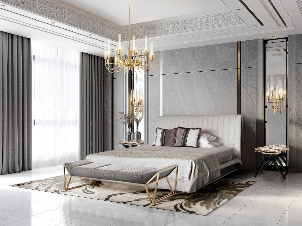 High-end and Luxurious Bedroom Ambiance with Neptuno&nbsp;Rug by Rug'Society