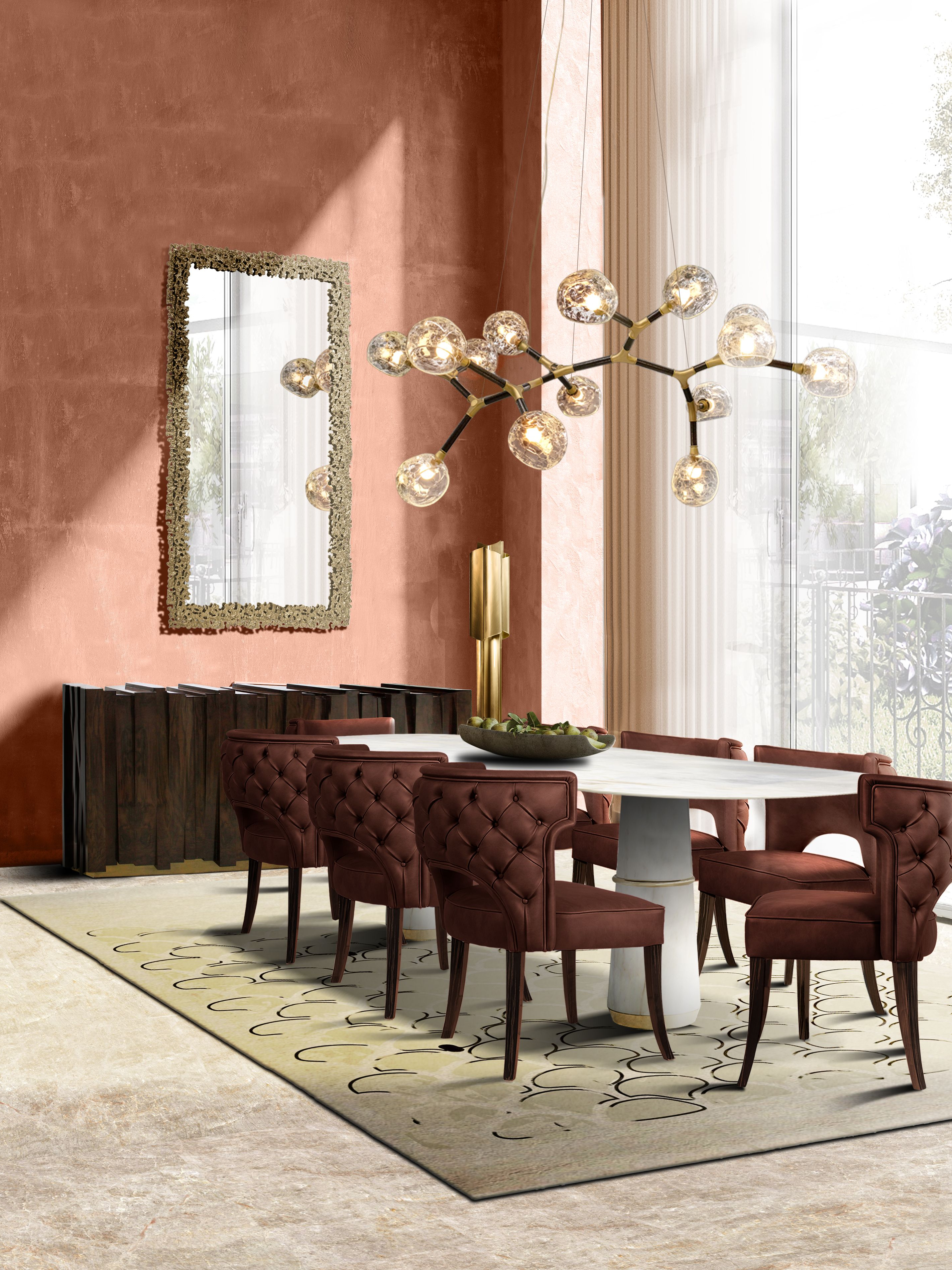 High-end and Unique Dining Room with Koi&nbsp;Rug by Rug'Society