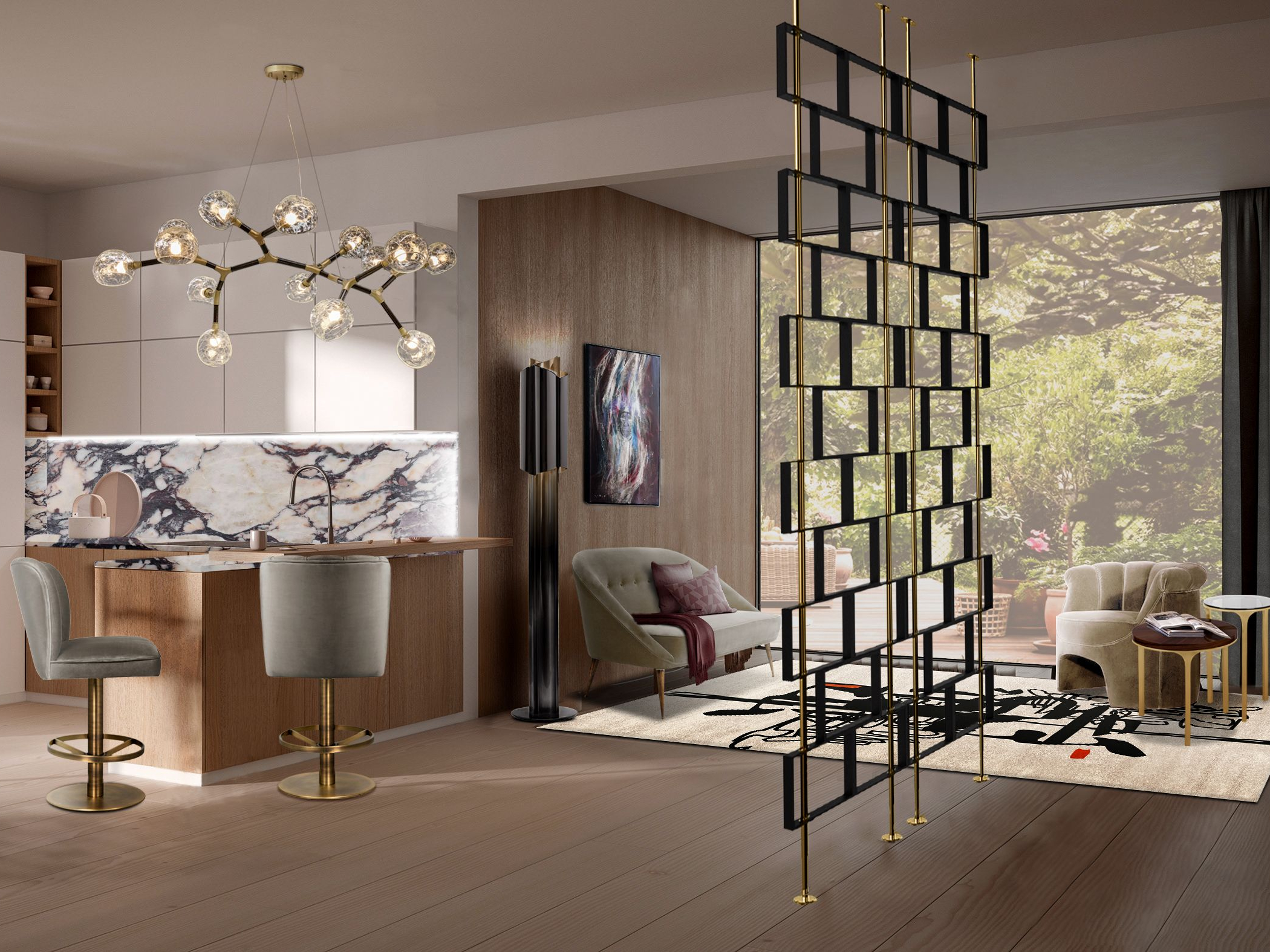 Living Room Area With Inkage Premium&nbsp;Rug by Rug'Society