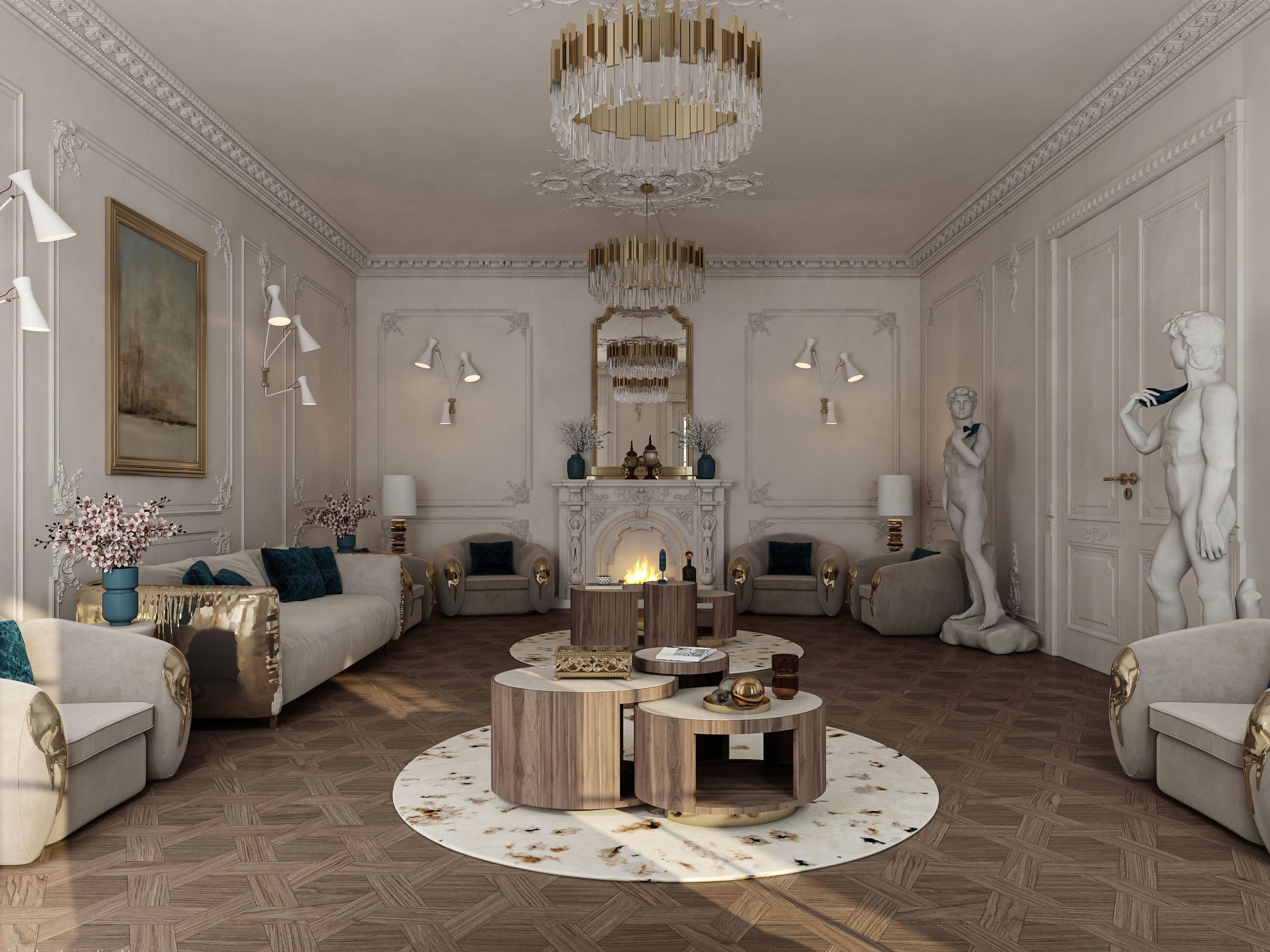Majestic Living Room With Oslo Round&nbsp;Rug by Rug'Society