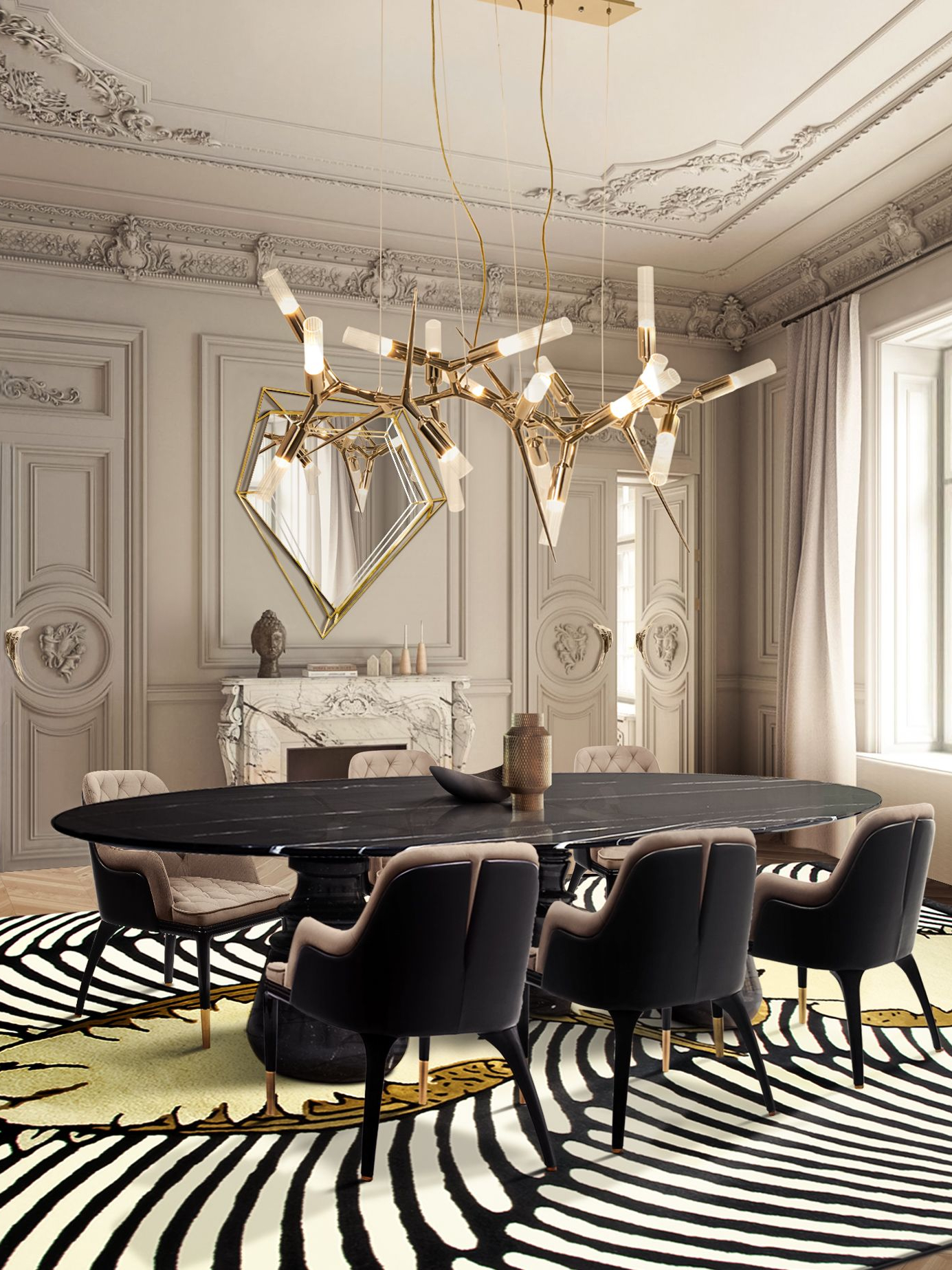 Marvelous Dining Room with Animal Motif in the Couple&nbsp;Rug by Rug'Society