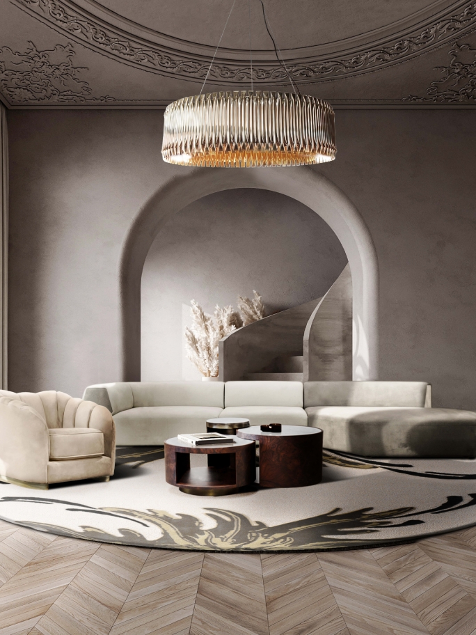 Minimalistic Living Room Design With Neptuno&nbsp;Rug by Rug'Society