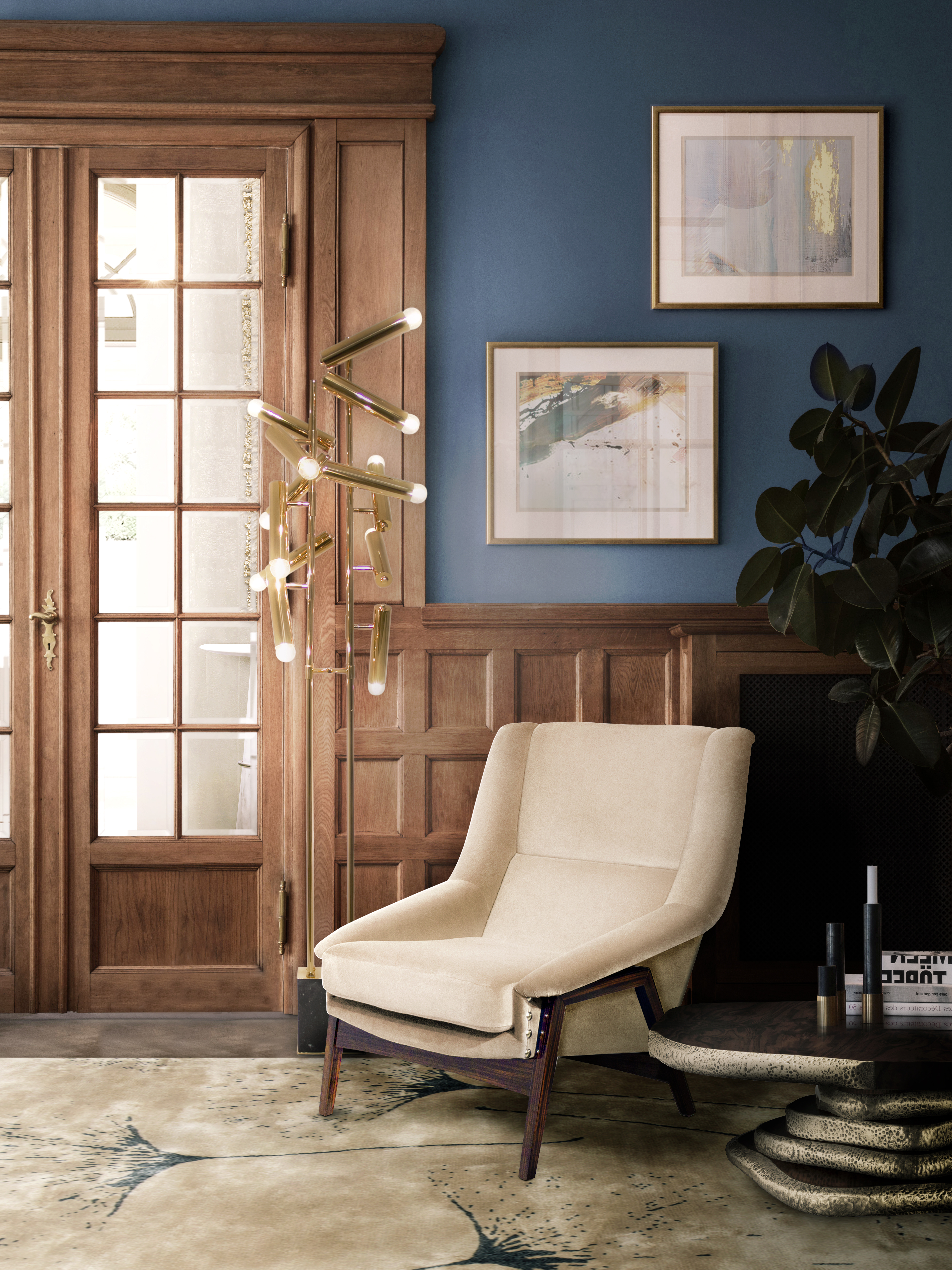 Modern Classic Reading Corner With Macushi Wool&nbsp;Rug by Rug'Society