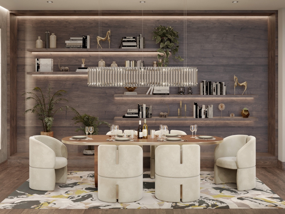 Modern Elegant Dining Room With Madeira&nbsp;Rug by Rug'Society