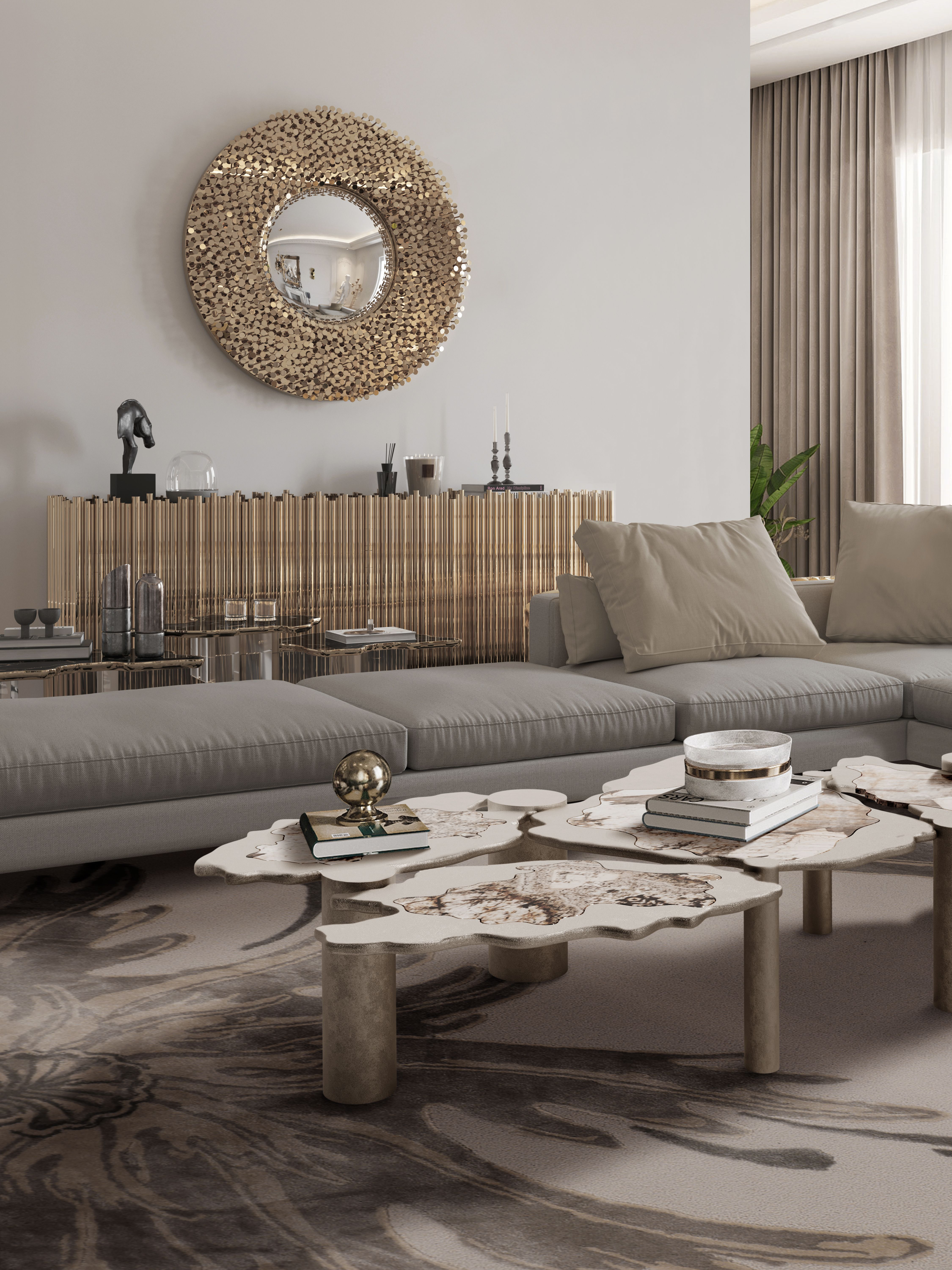 Modern Living Room With Neptuno Nature-Inspired&nbsp;Rug by Rug'Society