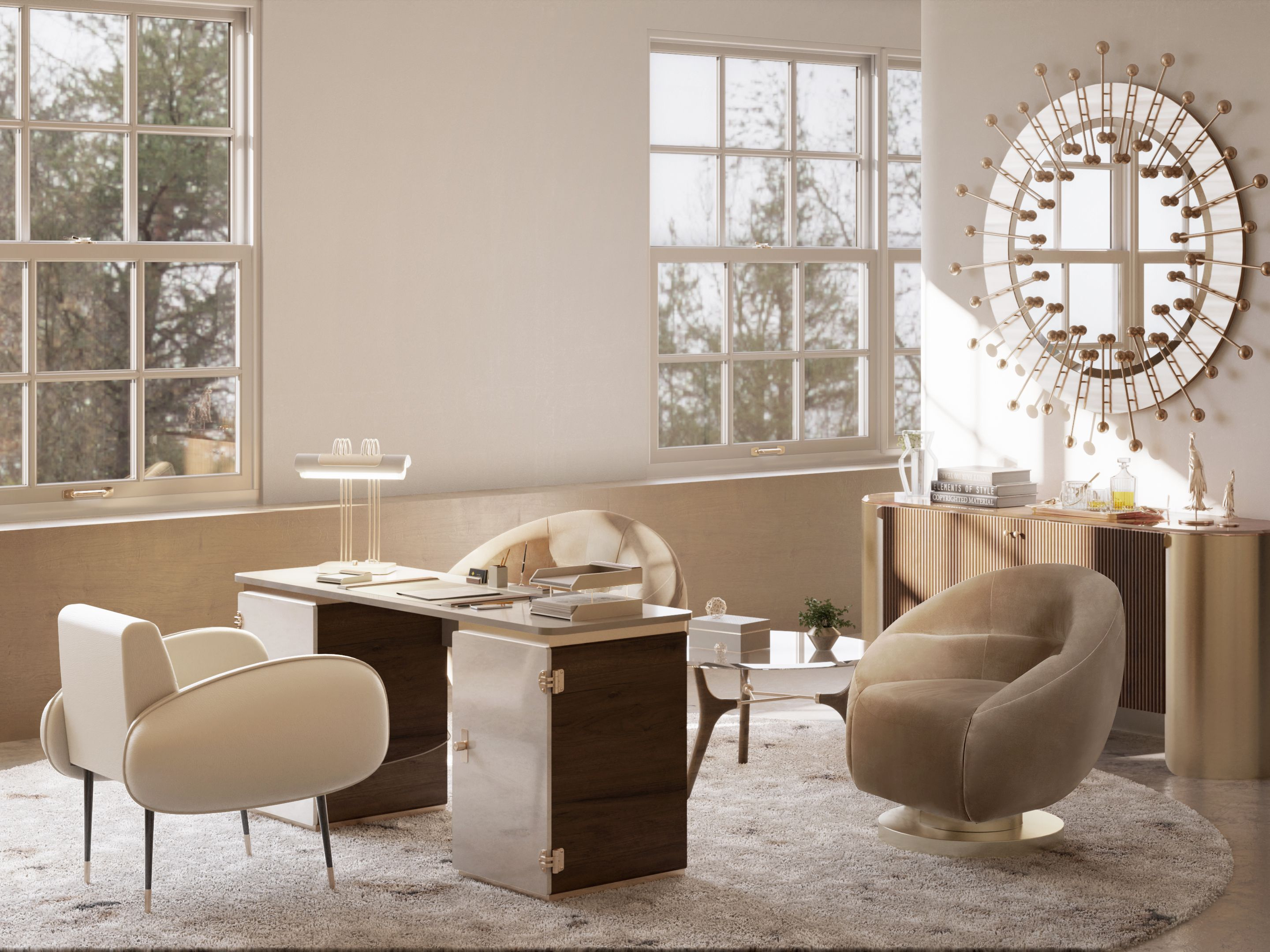 Modern Neutral Office With Oslo Shaggy&nbsp;Rug by Rug'Society