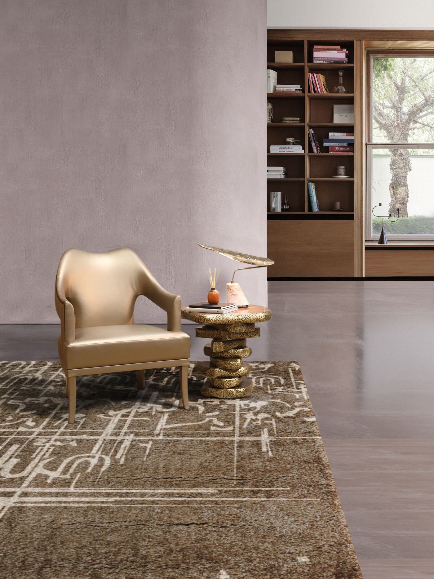 Modern Reading Corner With Black Ink Neutral&nbsp;Rug by Rug'Society