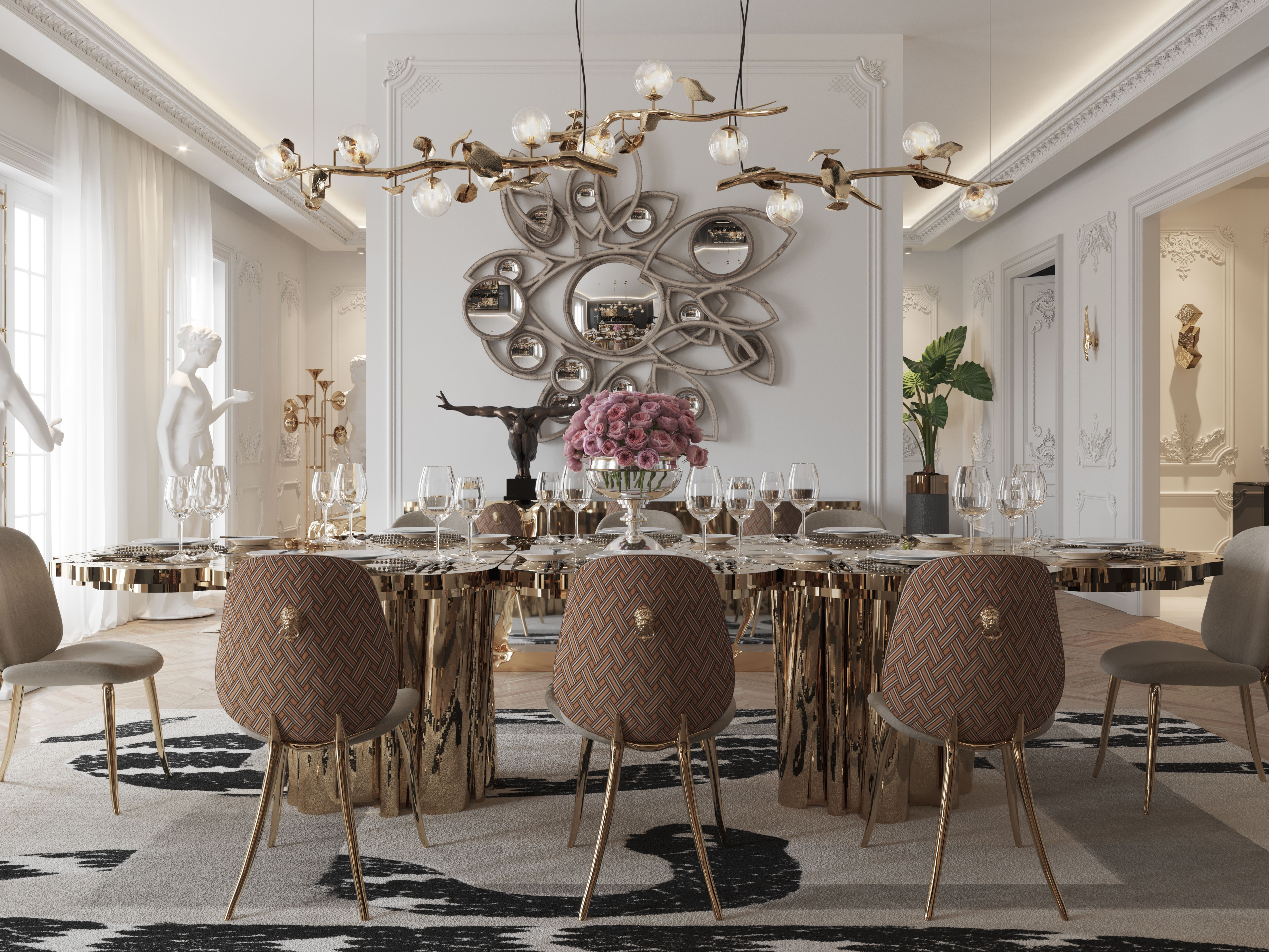 Neutral and Modern Dining Room Ambiance with Imperial Snake&nbsp;Rug by Rug'Society