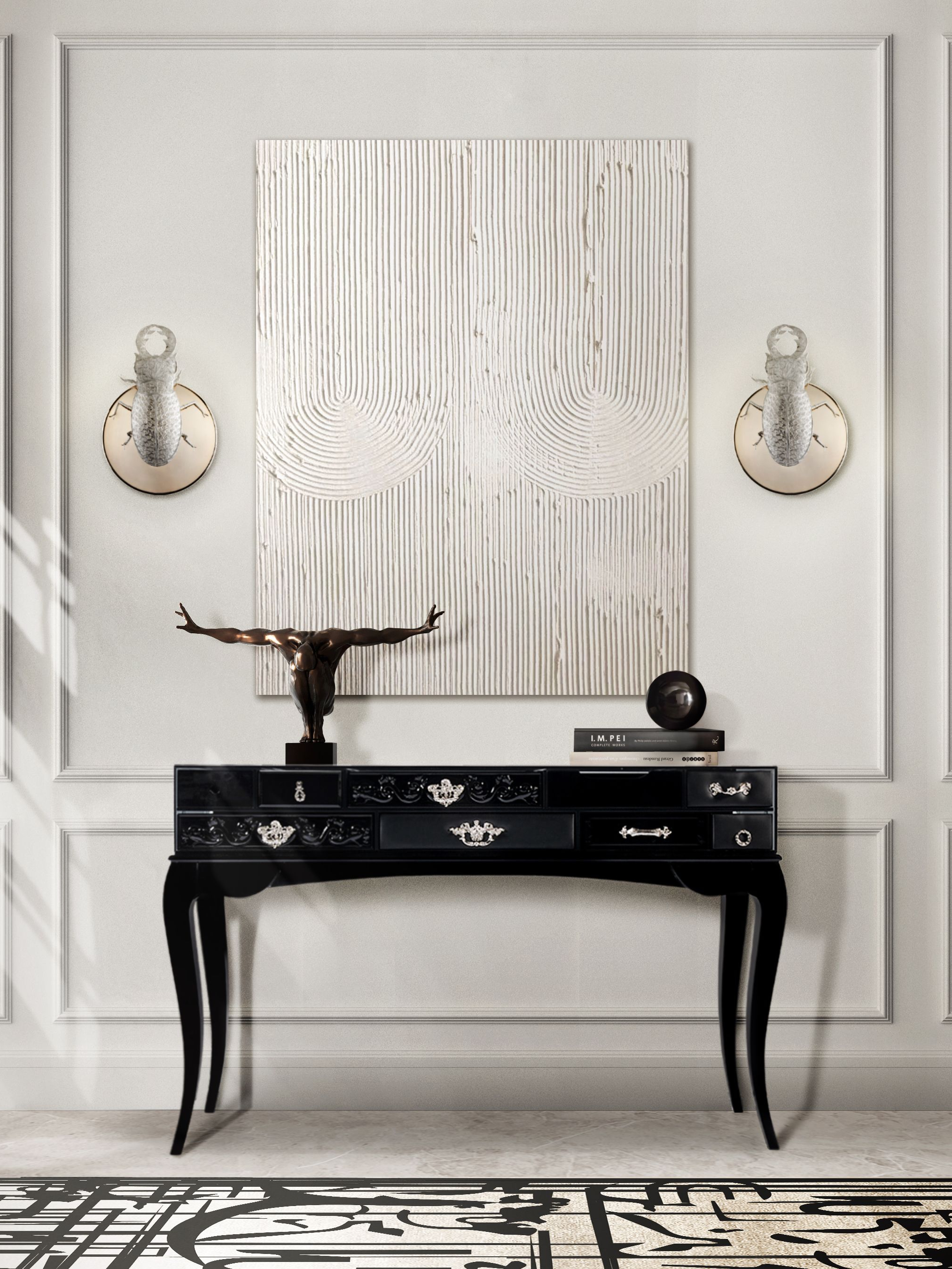 Neutral and Modern Hallway Design with Black Ink&nbsp;Rug by Rug'Society