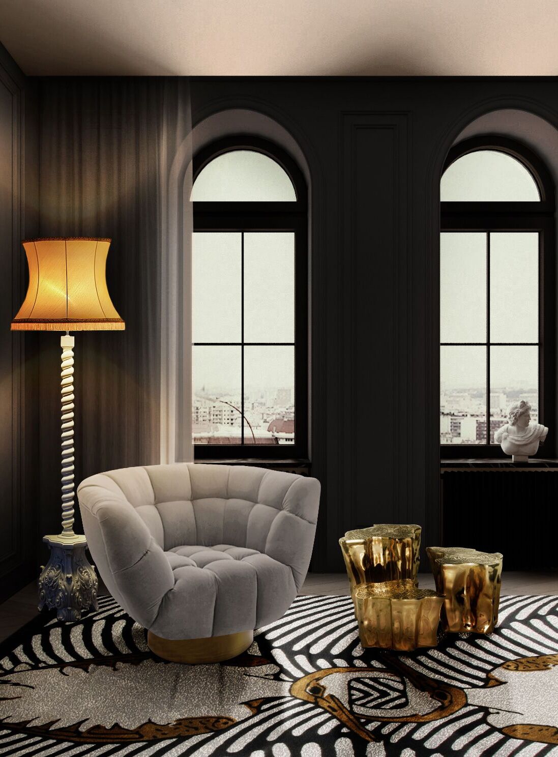 Romantic Living Room With Couple&nbsp;Rug by Rug'Society