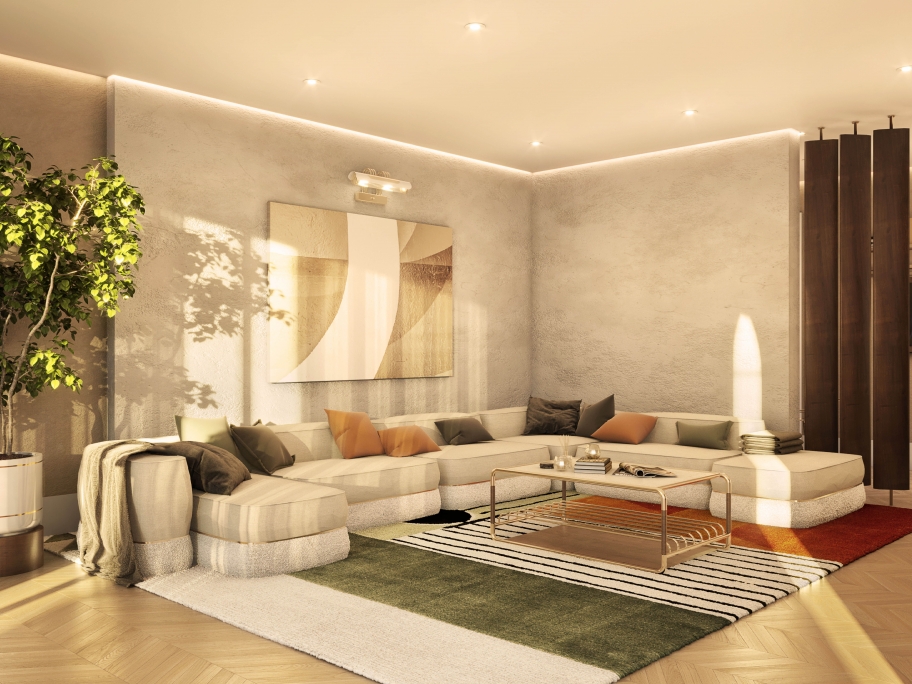 Serene Nature-Inspired Living Room With Simba&nbsp;Rug by Rug'Society
