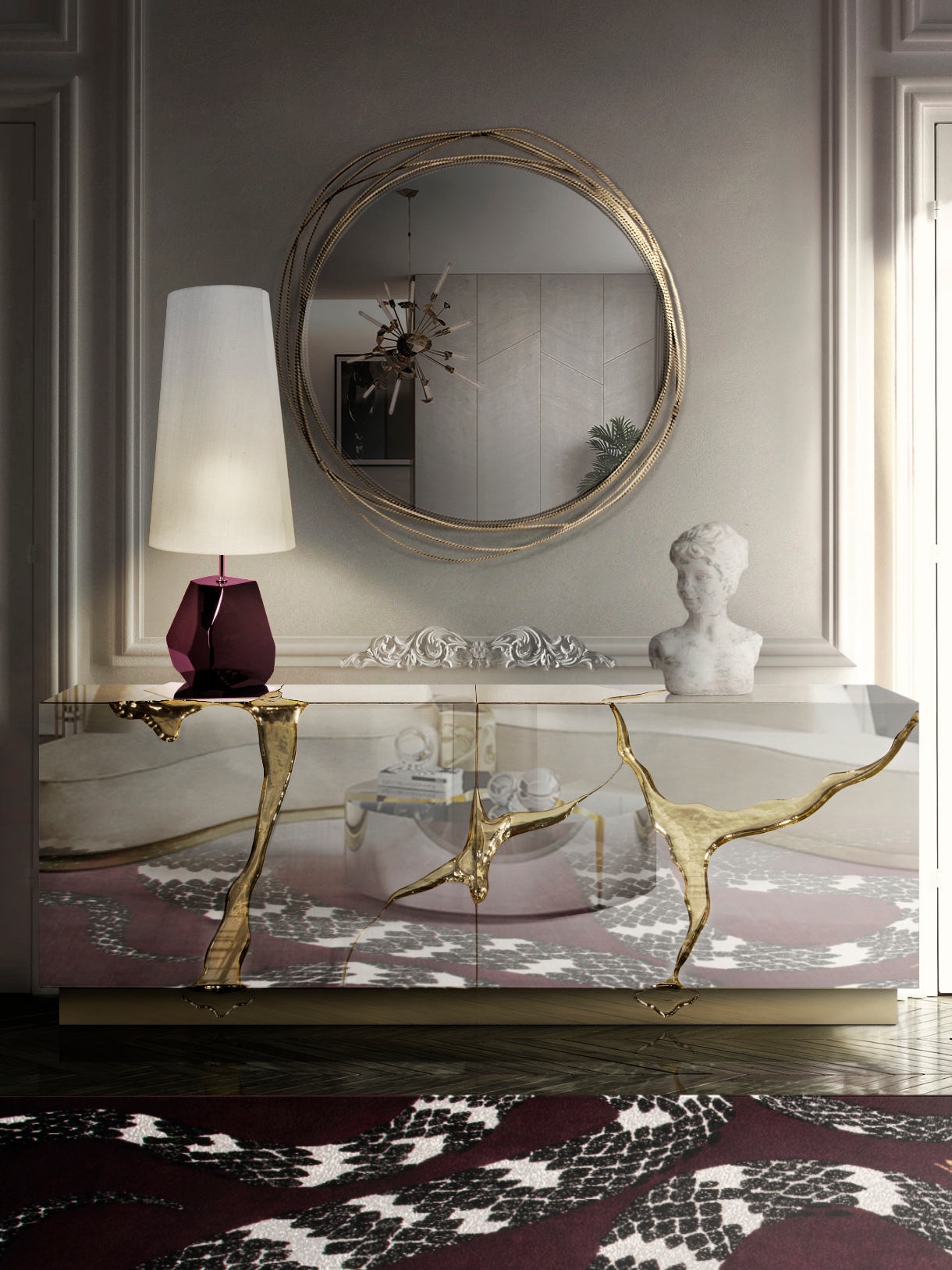 stunning modern classic hallway decor with the SNAKE 8&nbsp;RUG by Rug'Society