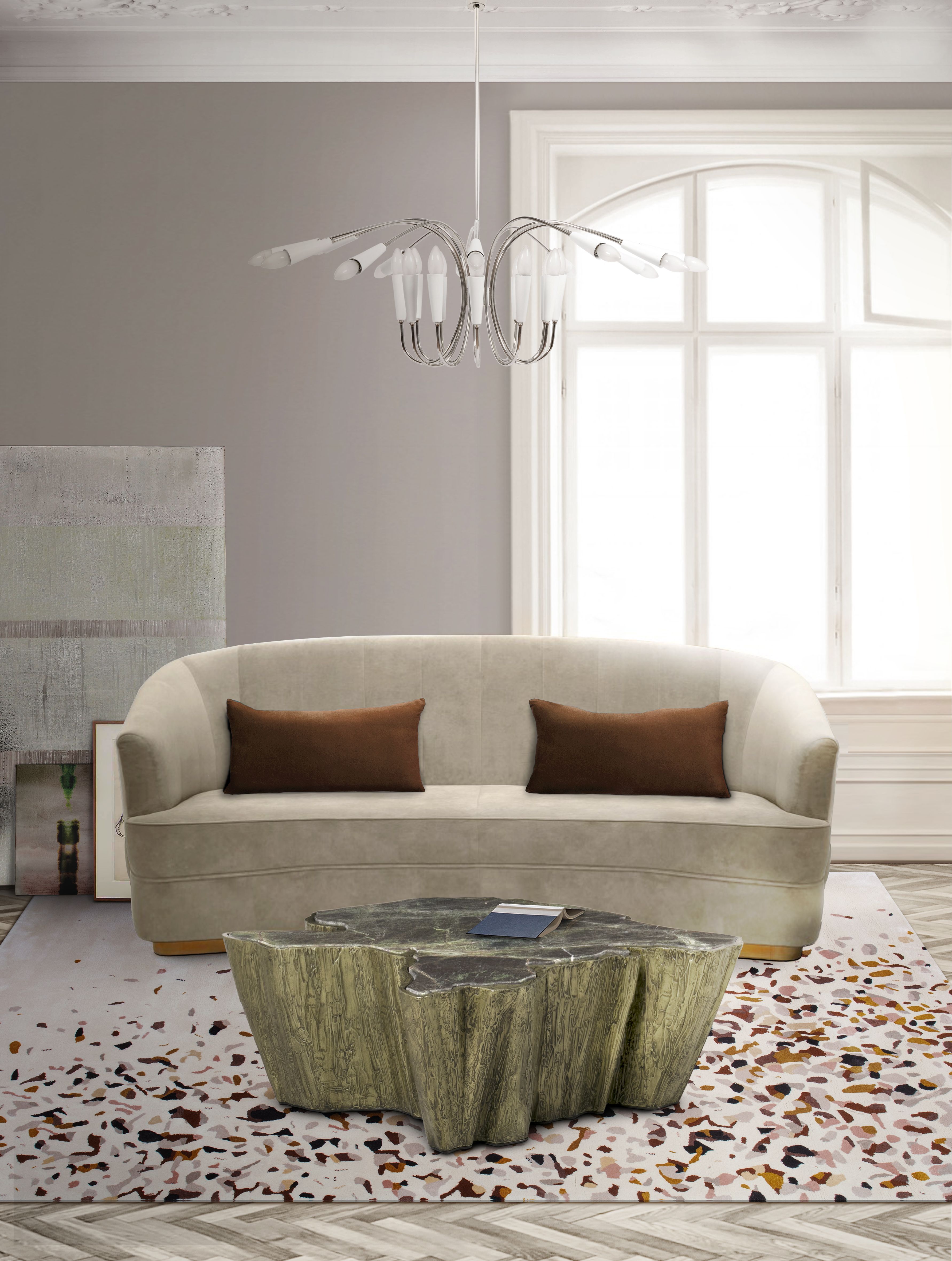 Terracotta Living Room With Terrazzo&nbsp;Rug by Rug'Society