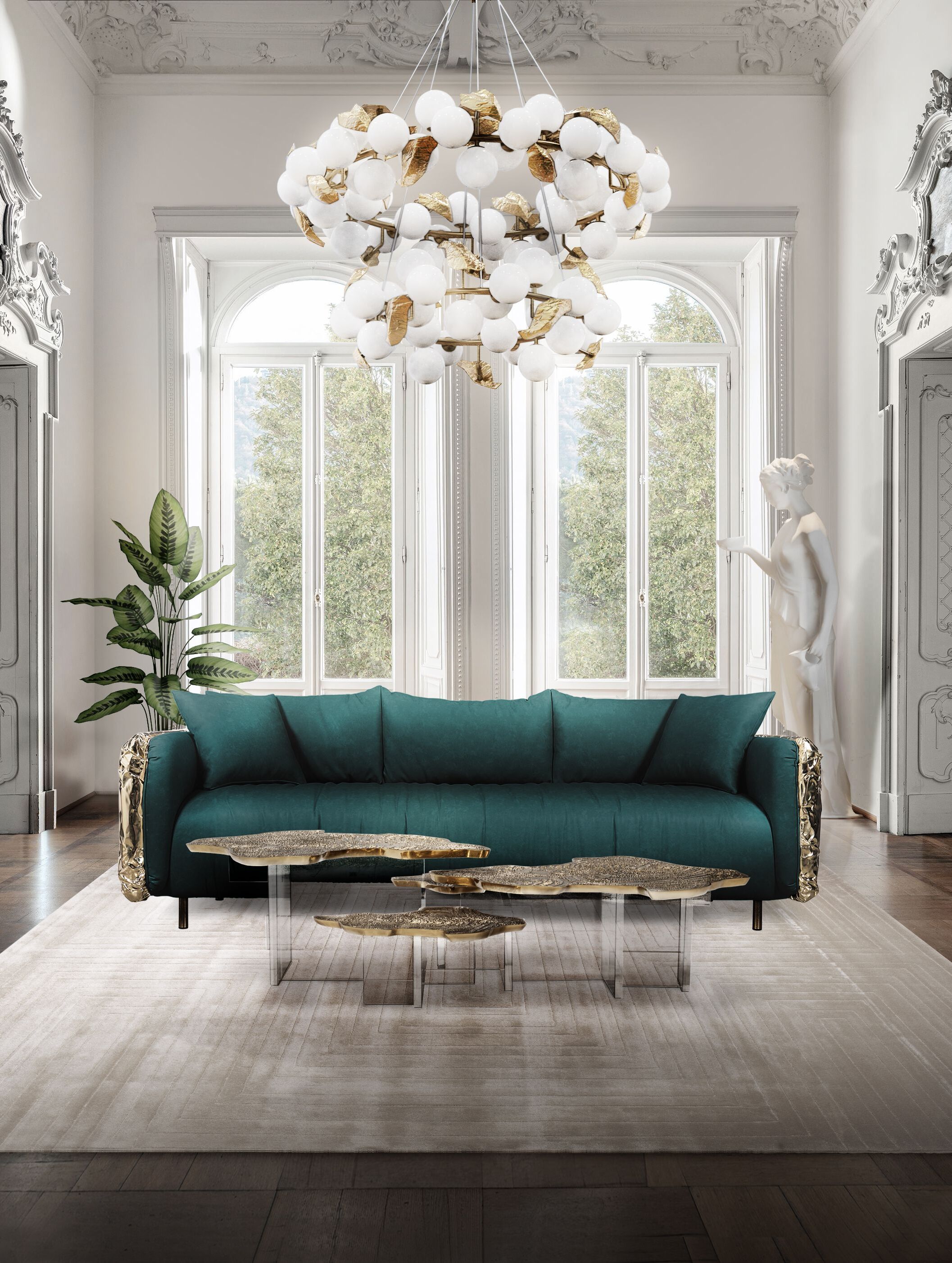 Versailles Living Room With White Garden&nbsp;Rug by Rug'Society