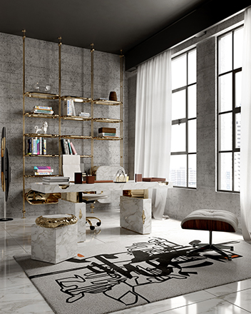 Home Office With Dêco Irregular Rug by Rug'Society